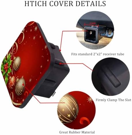 Christmas Hitch Covers for Trucks Christmas Balls Sparkling Red Trailer Hitch - Image 3