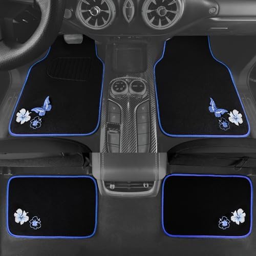 CAR PASS Universal Fit Embroidery Butterfly and Flower Car Floor Mats, - Image 4