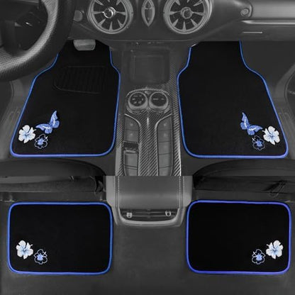 CAR PASS Universal Fit Embroidery Butterfly and Flower Car Floor Mats, - Image 4