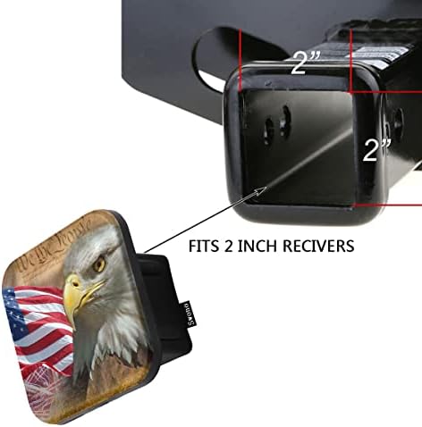 Swono Hitch Cover American Flag, USA Flag Bald Eagle Constitution Rubber 2 Inch - Image 3