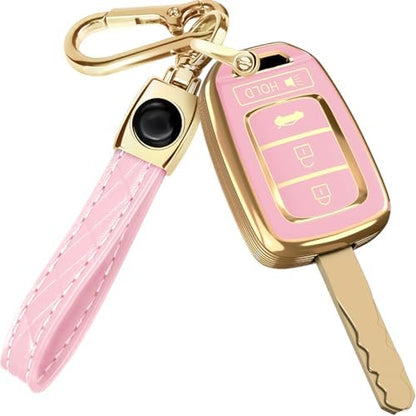 Lucrum Compatible with Honda Key Fob Cover & Leather Keychain by Lucrum