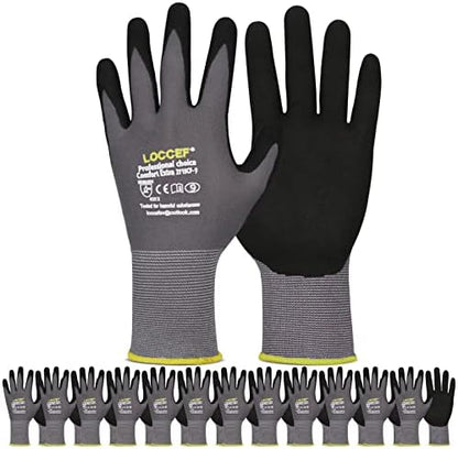 LOCCEF MicroFoam Nitrile Coated Safety Work Gloves by LOCCEF