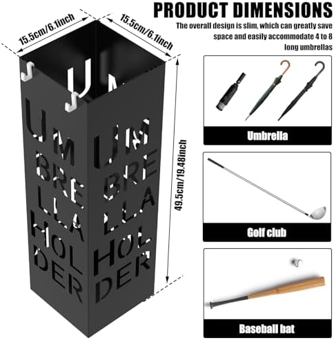 Square Metal Umbrella Holder, Square Free Standing Umbrella Rack Decorative - Image 2