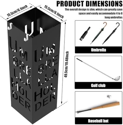 Square Metal Umbrella Holder, Square Free Standing Umbrella Rack Decorative - Image 2