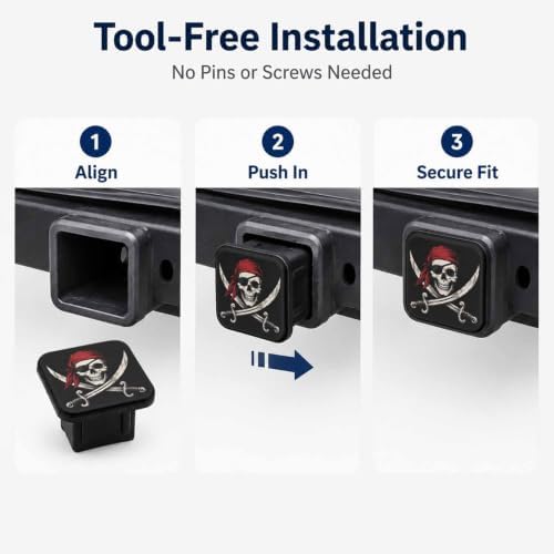 Trailer Hitch Covers Pirate Skull Flag Heavy Duty 2 Inch Hitch Cover - Image 7
