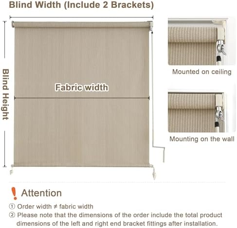 AOSKY Cordless Patio Roll Up Blinds - Image 2