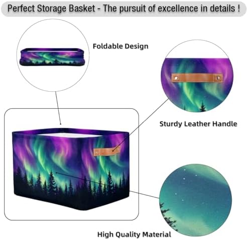 Storage Basket Northern Light Aurora Storage Cube Box Durable Canvas - Image 7