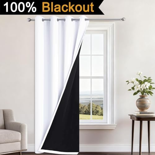 Yakamok Pure White 100% Blackout Curtains 96 Inches Long 52" Wide 1 Panel - Image 2