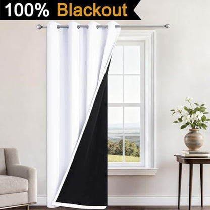 Yakamok Pure White 100% Blackout Curtains 96 Inches Long 52" Wide 1 Panel - Image 2