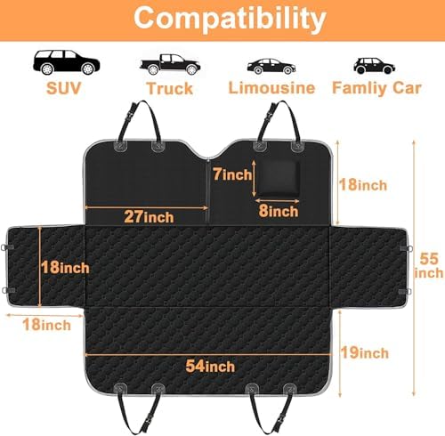 Mancro Dog Car Seat Cover for Back Seat, Waterproof Dog Hammock for Car - Image 6