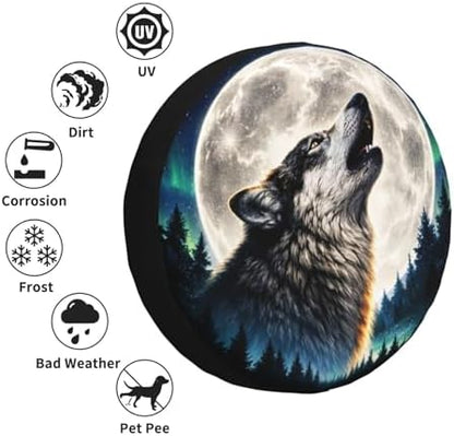 Wolf Spare Tire Cover Weatherproof Wheel Protectors Universal Wheel Covers - Image 5