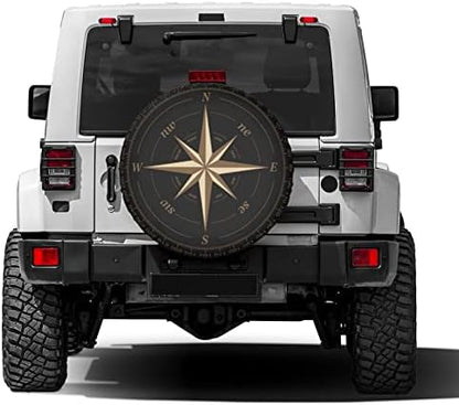 Compass Rose Black Spare Tire Cover Dust-Proof Wheel Tire Cover Fit Trailer - Image 2