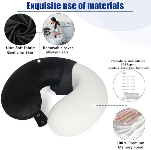 SAIREIDER Neck Pillows for Travel 100% Memory Foam Adjustable Travel Pillows - Image 4