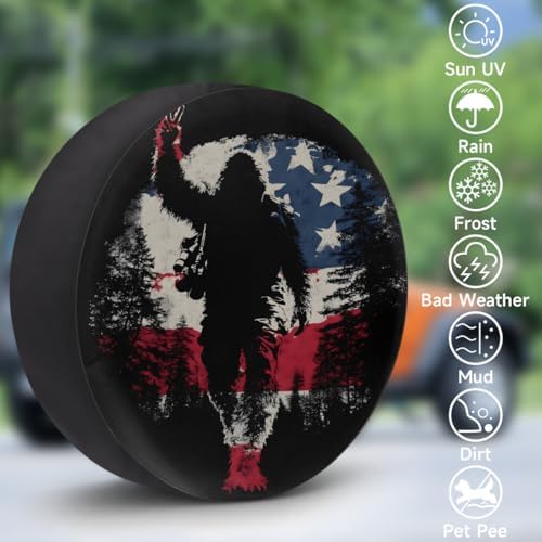 Rv Spare Tire Cover Wheel Bigfoot Funny USA Flag Tire Covers Wheel Protectors - Image 3