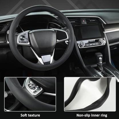 West Llama Thin Slim Car Steering Wheel Cover, Universal 14.5-15 inch Nappa - Image 4