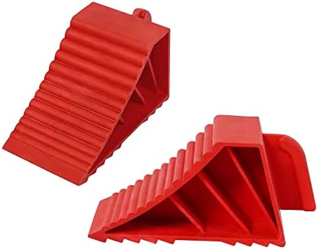 Wheel Chocks, for RV Trailer Camper Truck, Heavy Duty ABS 2 Pack Red by Donext