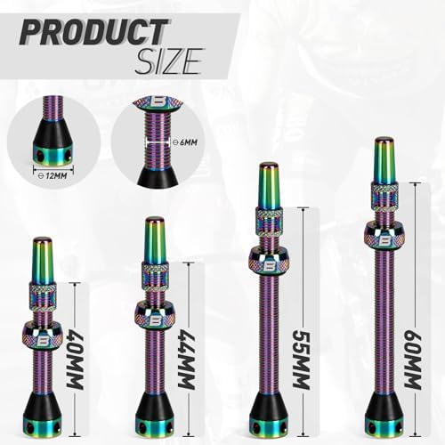 BWSHLF Tubeless Presta Valve Stem 40/44/55/60/65/80/100 mm, Super Light Alloy - Image 3