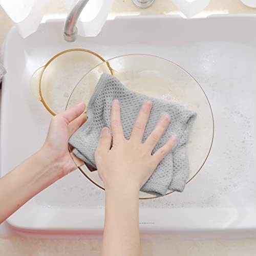 Homaxy 100% Cotton Waffle Weave Kitchen Dish Cloths 8-Pack, Light Gray - Image 4