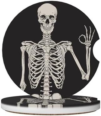 Skull Gothic Car Cup Holder Coasters 2 Pack 2.63" by Unknown