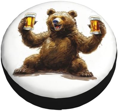 Bear with Beer Spare Tire Cover Weatherproof Universal Wheel Protectors Wheel - Image 3