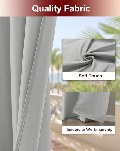 Grommet Outdoor Curtains for Patio Waterproof 8 Pcs 54x84 In Silver Grey - Image 4