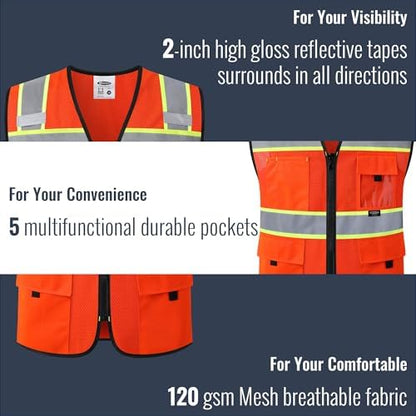 JKSafety Safety Vest for Men Women Hi Vis Relfective Vest - Image 4