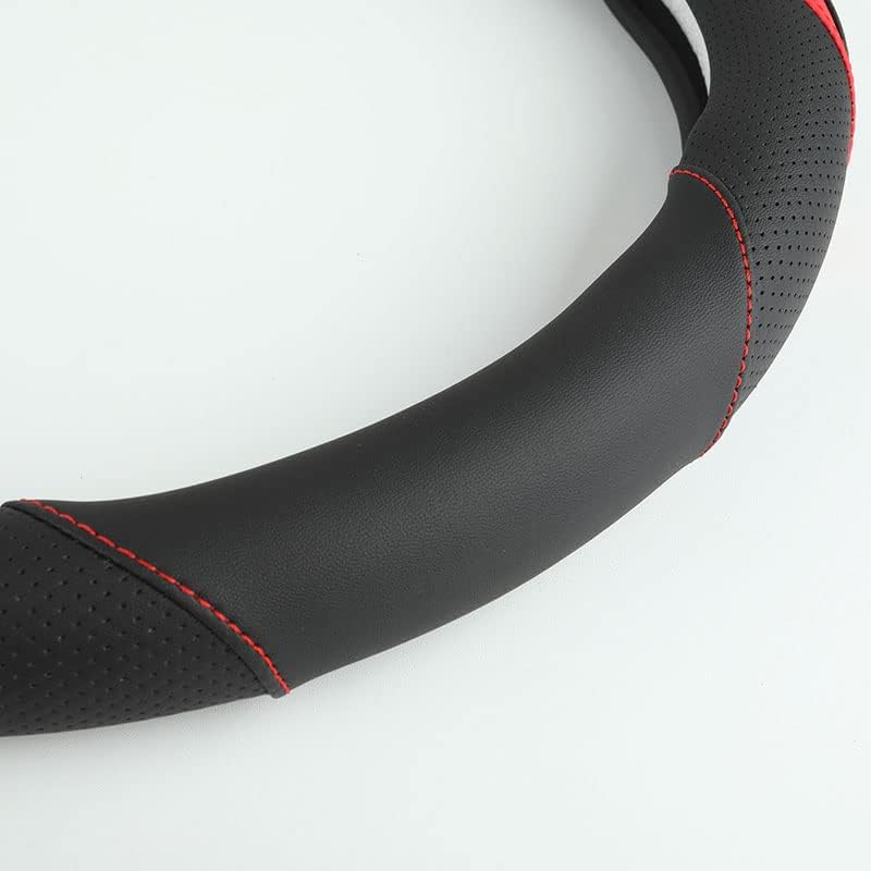 Szttswamp Car Steering Wheel Cover, Microfiber Leather Red 14.5-15 Inch - Image 5