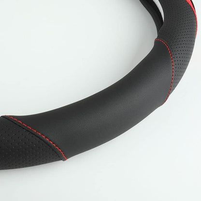 Szttswamp Car Steering Wheel Cover, Microfiber Leather Red 14.5-15 Inch - Image 5