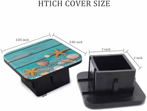 Beach Seashells Hitch Cover Rustic Fishing Net and Starfish Turquoise Blue - Image 2