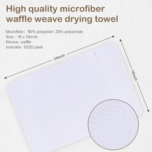 SINLAND Sublimation Blank Towels Waffle Kitchen Towel White 16x24 20 Pack - Image 2