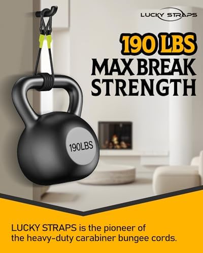 8 Pack 60" Carabiner Bungee Cords Heavy Duty Outdoor, 190 Lb Break Strength - Image 2