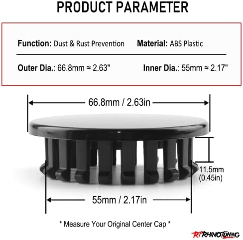 RTRHINOTUNING 4PCS OD:67mm/2.63in Wheel Center Caps Compatible - Image 2