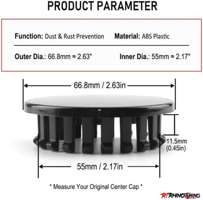 RTRHINOTUNING 4PCS OD:67mm/2.63in Wheel Center Caps Compatible - Image 2