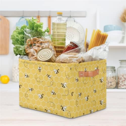 2Pack Yellow with Bees Large Collapsible Storage Bins, Honey Honeycombs - Image 6