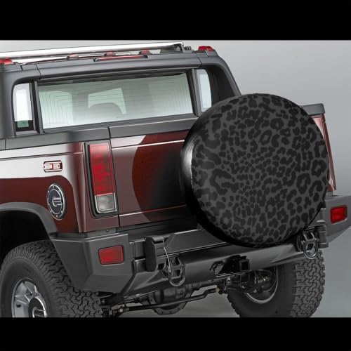 14 Inch Black Leopard Print PVC Leather Spare Tire Cover - Image 2
