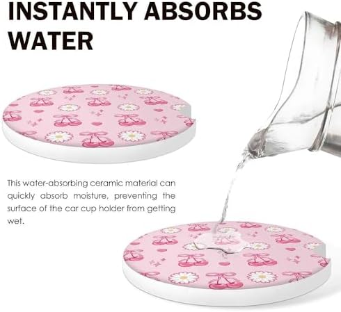 Pink Bow Cherry Car Coasters Set of 2 - Image 4