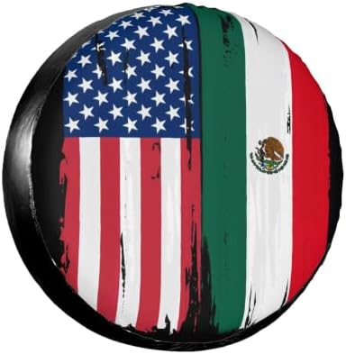 USA Mexico Flag Spare Tire Cover, Universal Waterproof & Dustproof Wheel by YSYZSDS