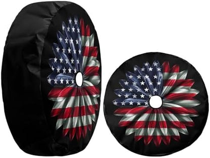 KiuLoam Artistic American Flag Flower Spare Tire Cover - Image 3