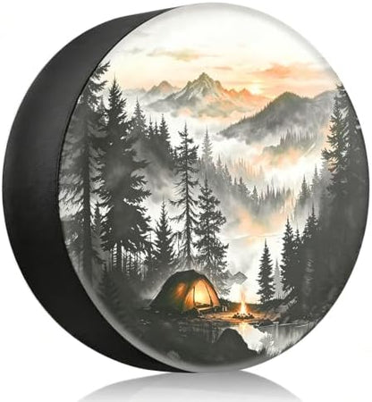 RV Spare Tire Cover Mountain Lake Tree 16in Waterproof Universal Fit by THELIGHTOFLIFE