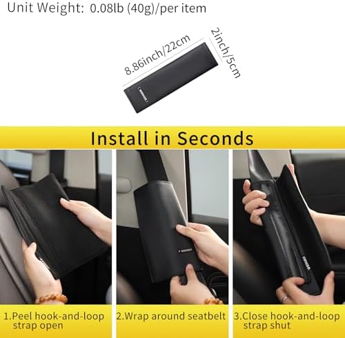 2Packs Car Seatbelt Cover 8.66 Inch, Short Leather Car Seat Belt Cover Pad - Image 5