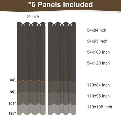 Outdoor Curtains for Patio Waterproof Rod Pocket 6 Pcs 54x84 Silver Grey - Image 6