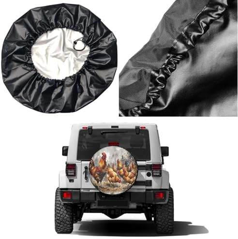 Delerain Spare Tire Cover Chicken Wheel Covers Waterproof Dust-Proof UV Sun - Image 5