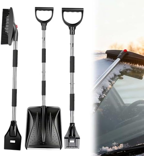 3 in 1 Car Snow Brush, Ice Scraper, Telescoping Snow Shovel by TEALLAUREL
