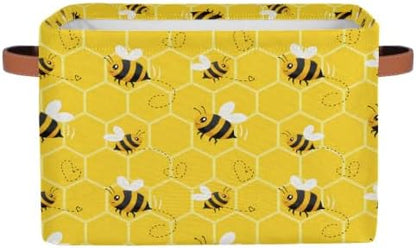 AUUXVA Bee Storage Basket Yellow Honeycomb Beehive Geometric Pattern Storage by AUUXVA