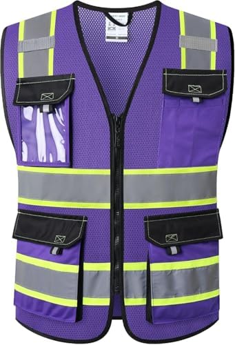 JKSafety Safety Vest for Men Women Hi Vis Reflective Vest JK220 PurpleB S by JKSafety