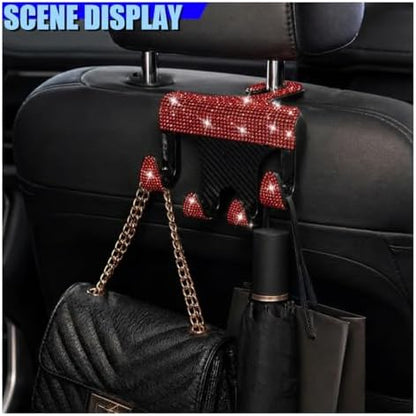 Craedli 2PCS Bling Rhinestone Car Seat Headrest Hooks, Shiny Crystal Auto - Image 6