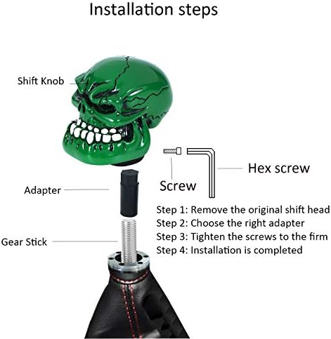 Skull Shift Knob Cars Truck Gear Shifter Stick Handle SUV Green - Image 3
