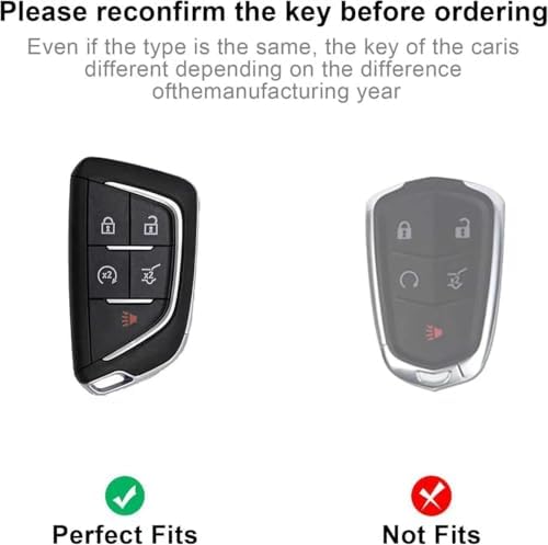 Leather Key Fob Cover for Cadillac, 5 Button Protector Case Compatible - Image 3