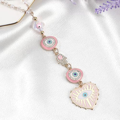 Pink Evil Eye Rearview Mirror Charm, Hamsa Hand Car Accessory - Image 5