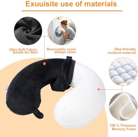 Travel Pillow, 100% Pure Memory Foam U Shaped Neck Pillow, Super Lightweight - Image 4